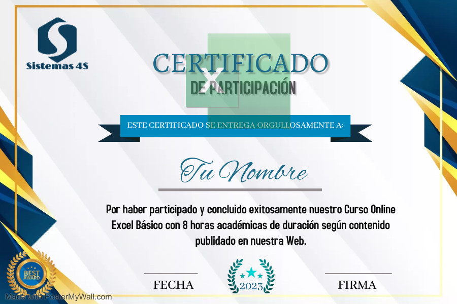 certificado curso online excel basico